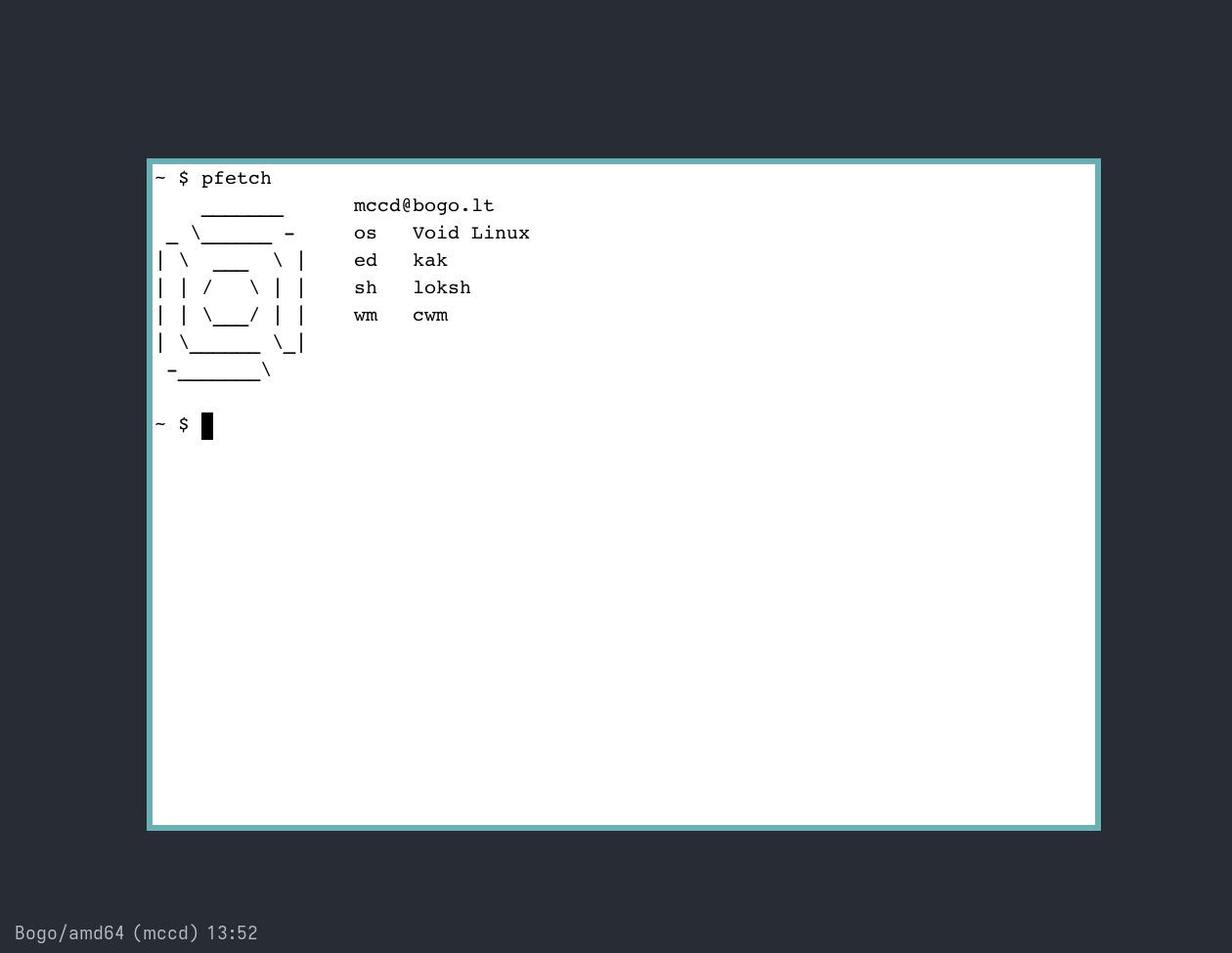 Screenshot of CWM, urxvt and xclock