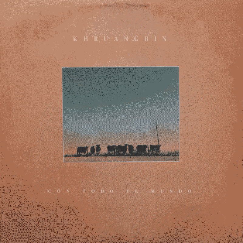 The album cover features solid pink background with a small square image of a clear sky and a herd of cows.