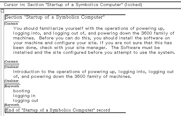 Symbolics OS Documentation with three sections